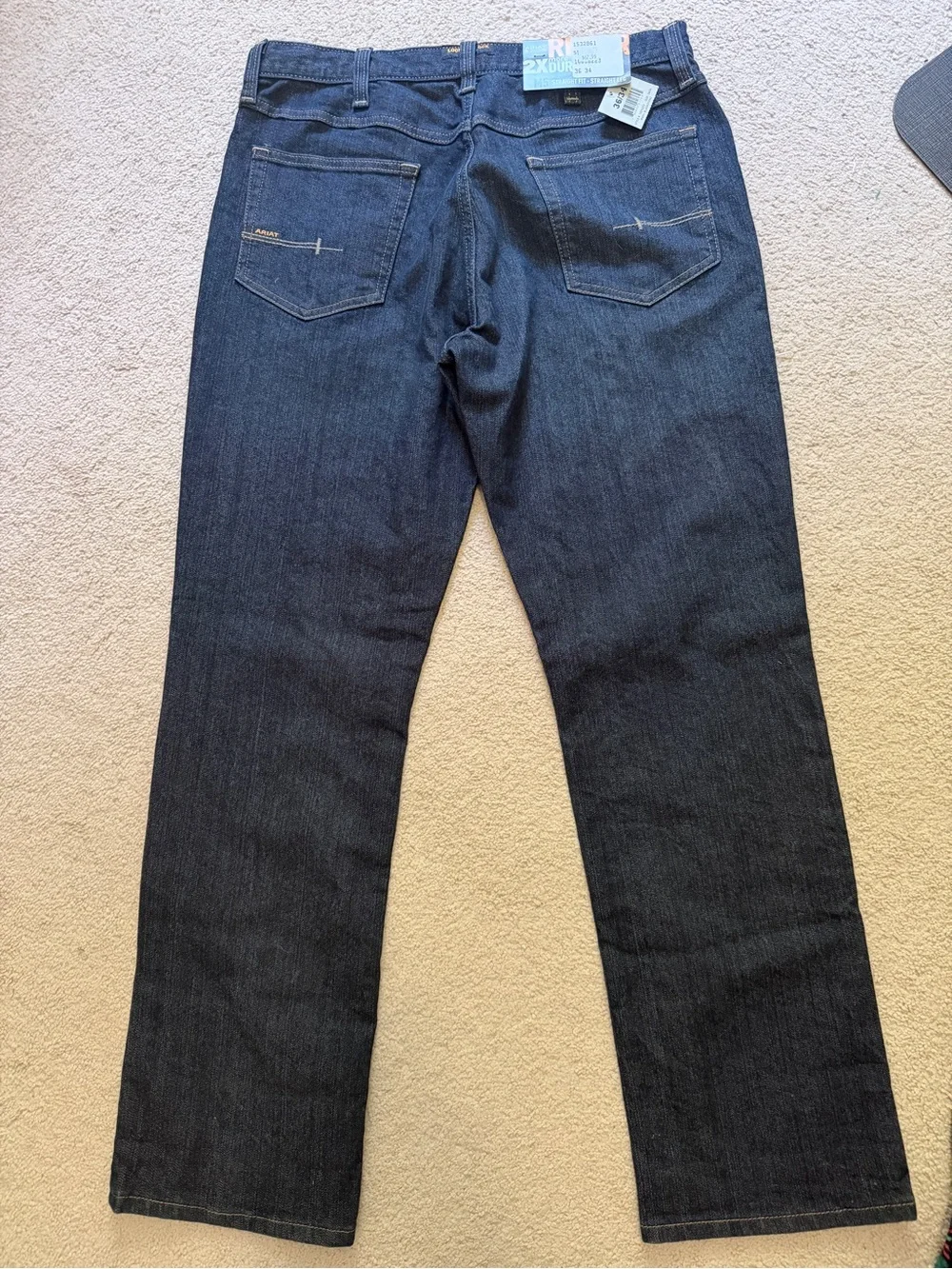 Ariat Jeans Mens 36x 34 Blue M5 Rebar Straight Denim Pants 2x More Durable NWT
